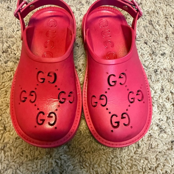 Gucci Other - Gucci Red Sandals with Iconic Monogram Pattern